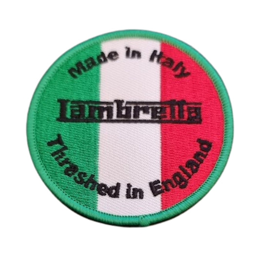 Lambretta  Made In Italy - Thrashed In England Embroidered Iron Sew On Patch