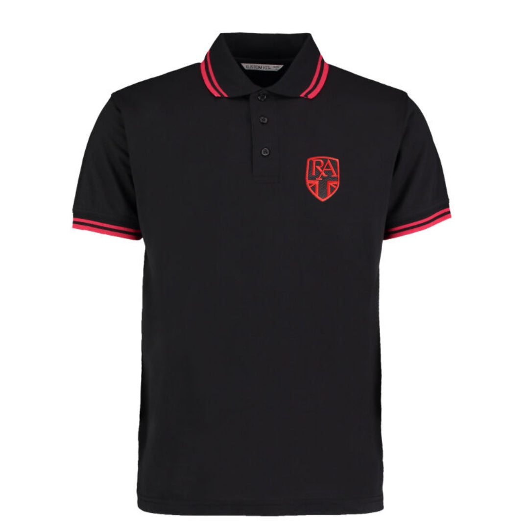 Royal Alloy Classic Fit Tipped Short Sleeve Polo Shirt - Black/Red