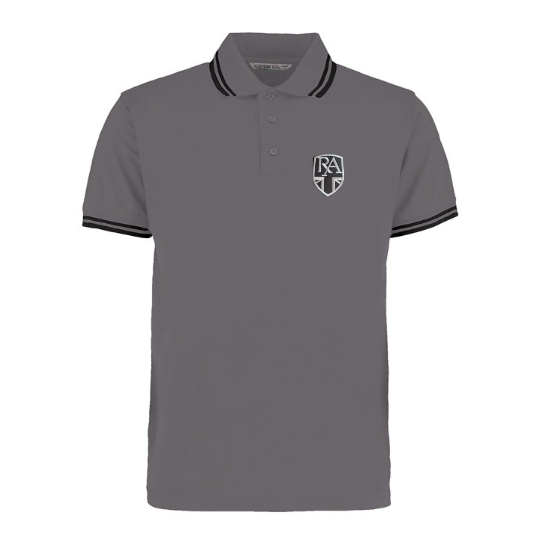 Royal Alloy Classic Fit Tipped Short Sleeve Polo Shirt - Charcoal Grey/Black